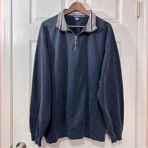 Nautica Sweatshirt Quarter Zip Vintage Men's Pockets Navy Gray Size XXL